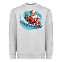 Heather Grey surf happy santa Heavyweight Sweatshirt - Unal Design