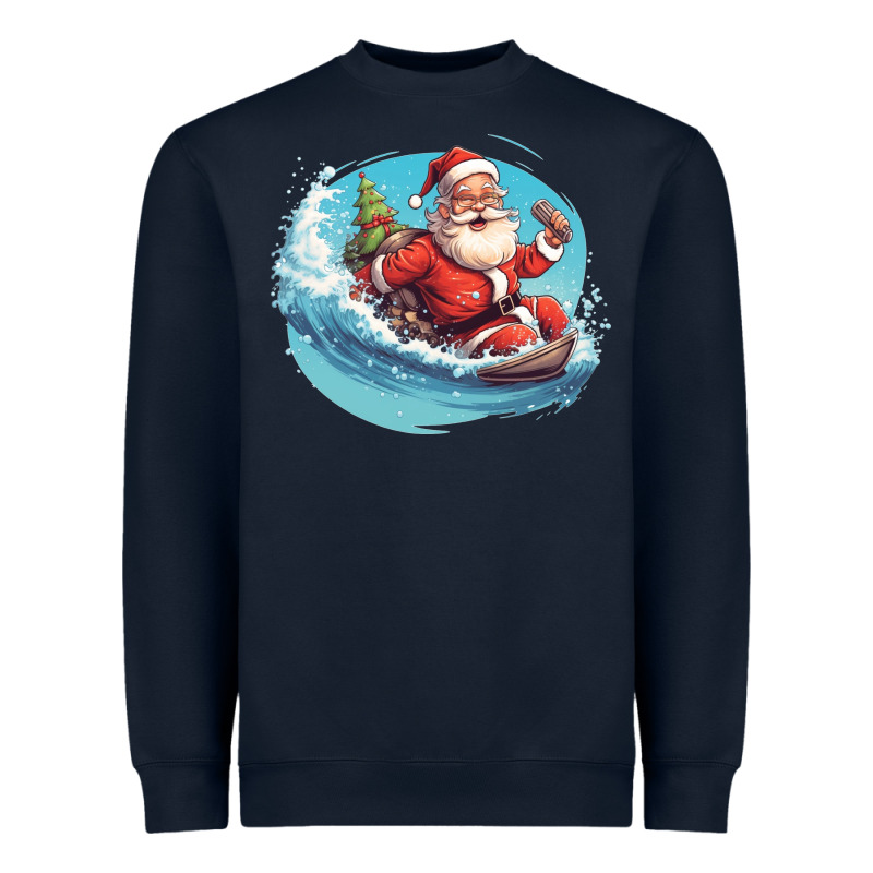Surf Happy Santa Heavyweight Sweatshirt by Unal Design | Teevron