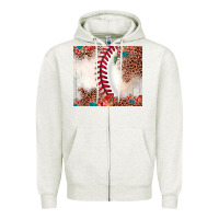 Oatmeal Heather baseball leopard Zipper Hoodie - JahusDesignShop