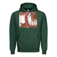 Sports Green baseball leopard Zipper Hoodie - JahusDesignShop
