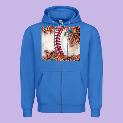 Baseball Leopard Zipper Hoodie Designed By Jahusdesignshop