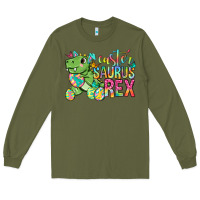 Army Green Easter Saurus Rex Easter Day Long Sleeve Tee - Neo Western