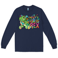 Navy Easter Saurus Rex Easter Day Long Sleeve Tee - Neo Western