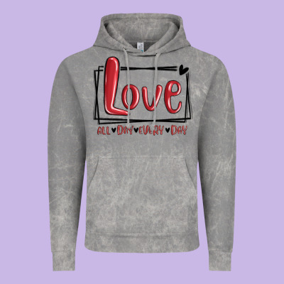 Vintage Hoodie love all day every day hearts