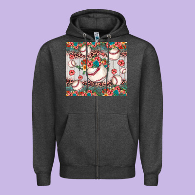 Baseball Leopard Zipper Hoodie Designed By Jahusdesignshop