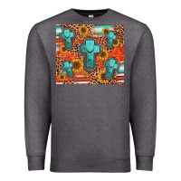 Charcoal Heather turquoise cross pattern Premium Sweatshirt - Jasminsmagicworld
