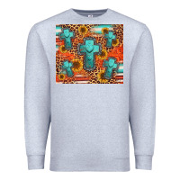 Heather Grey turquoise cross pattern Premium Sweatshirt - Jasminsmagicworld