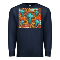 Navy turquoise cross pattern Premium Sweatshirt - Jasminsmagicworld