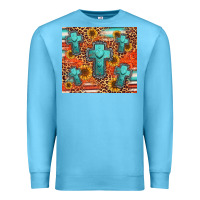 Ocean Blue turquoise cross pattern Premium Sweatshirt - Jasminsmagicworld