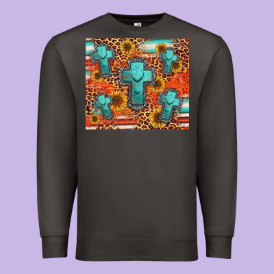 Turquoise Cross Pattern Premium Sweatshirt Designed By Jasminsmagicworld