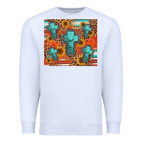 White turquoise cross pattern Premium Sweatshirt - Jasminsmagicworld