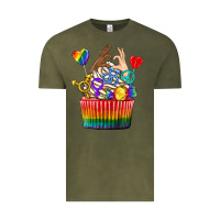 Vintage Olive pride rainbow cupcake Vintage Tee - texasbilliewilder