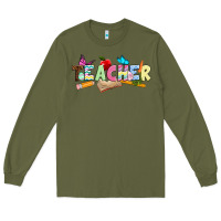 Army Green Easter Teacher Easter Day Long Sleeve Tee - Neo Western