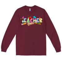 Burgundy Easter Teacher Easter Day Long Sleeve Tee - Neo Western