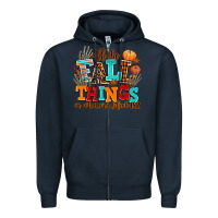 Navy all the fall thıngs or whatever Zipper Hoodie - AdoDesignShop