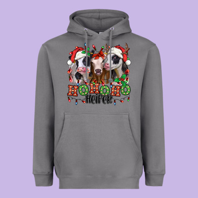 Ho Ho Ho Heifer Christmas Heifers Heavyweight Hoodie Designed By Jasminsmagicworld