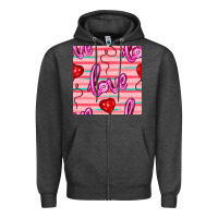 Charcoal Heather valentines day heart and love balloons seamless pattern Zipper Hoodie - BundleAndBundleShop