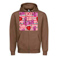 Chestnut valentines day heart and love balloons seamless pattern Zipper Hoodie - BundleAndBundleShop