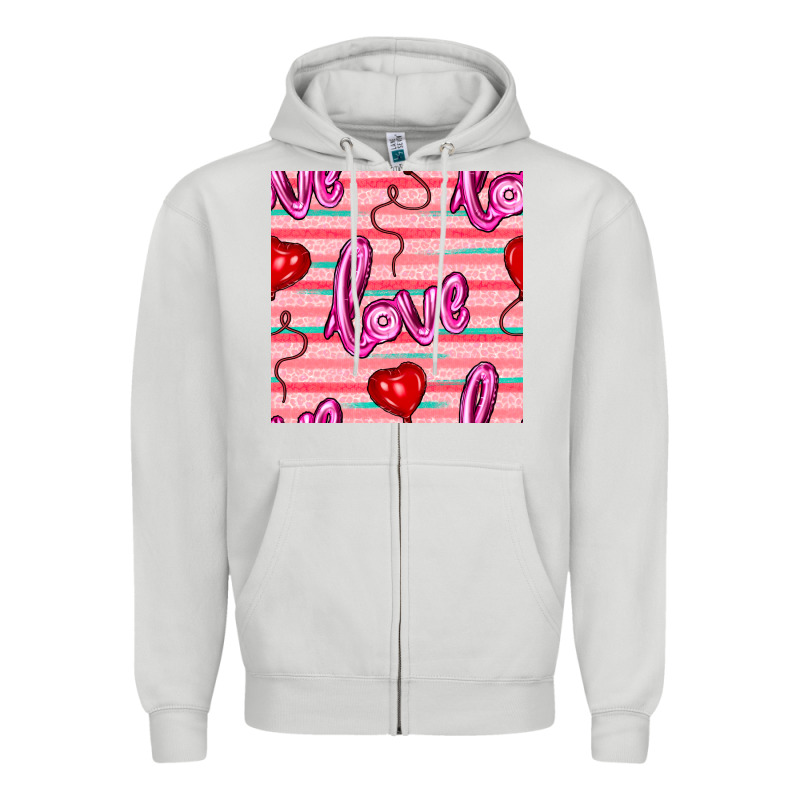 Valentines Day Heart And Love Balloons Seamless Pattern Zipper Hoodie by BundleAndBundleShop | Teevron