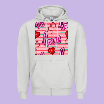 Valentines Day Heart And Love Balloons Seamless Pattern Zipper Hoodie Designed By Bundleandbundleshop