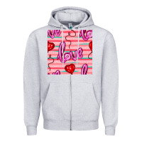Heather Grey valentines day heart and love balloons seamless pattern Zipper Hoodie - BundleAndBundleShop