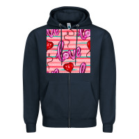 Navy valentines day heart and love balloons seamless pattern Zipper Hoodie - BundleAndBundleShop