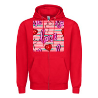 Red valentines day heart and love balloons seamless pattern Zipper Hoodie - BundleAndBundleShop