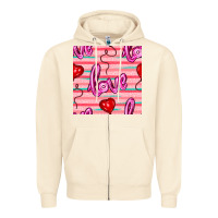 Sandshell valentines day heart and love balloons seamless pattern Zipper Hoodie - BundleAndBundleShop