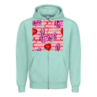 Seafoam valentines day heart and love balloons seamless pattern Zipper Hoodie - BundleAndBundleShop
