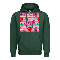 Sports Green valentines day heart and love balloons seamless pattern Zipper Hoodie - BundleAndBundleShop
