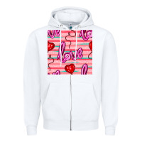 White valentines day heart and love balloons seamless pattern Zipper Hoodie - BundleAndBundleShop