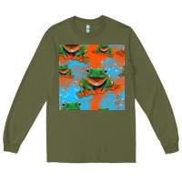 Army Green funny frogs seamless pattern Long Sleeve Tee - HRA Design Shop