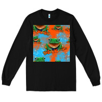 Black funny frogs seamless pattern Long Sleeve Tee - HRA Design Shop
