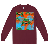 Burgundy funny frogs seamless pattern Long Sleeve Tee - HRA Design Shop