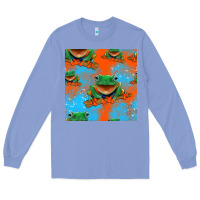 Colony Blue funny frogs seamless pattern Long Sleeve Tee - HRA Design Shop