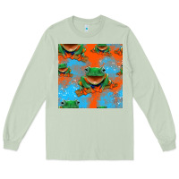 Matcha funny frogs seamless pattern Long Sleeve Tee - HRA Design Shop