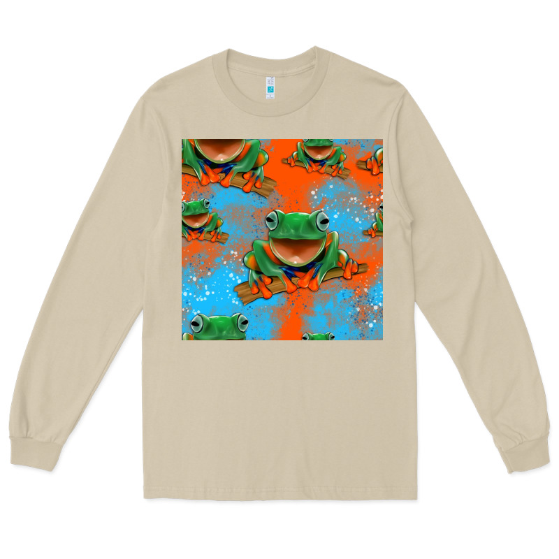 Funny Frogs Seamless Pattern Long Sleeve Tee by HRA Design Shop | Teevron