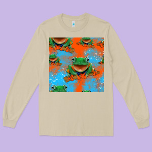 Funny Frogs Seamless Pattern Long Sleeve Tee Designed By Hra Design Shop