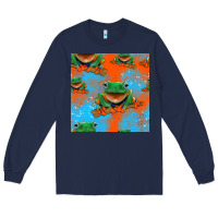 Navy funny frogs seamless pattern Long Sleeve Tee - HRA Design Shop