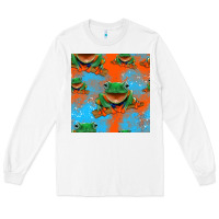 White funny frogs seamless pattern Long Sleeve Tee - HRA Design Shop