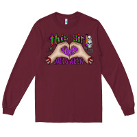 Burgundy this girl loves halloween Long Sleeve Tee - CowhideDigitalArt