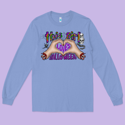 This Girl Loves Halloween Long Sleeve Tee Designed By Cowhidedigitalart