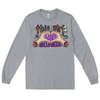 Heather Grey this girl loves halloween Long Sleeve Tee - CowhideDigitalArt