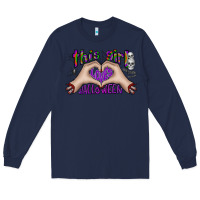 Navy this girl loves halloween Long Sleeve Tee - CowhideDigitalArt
