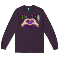 Plum this girl loves halloween Long Sleeve Tee - CowhideDigitalArt