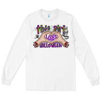 White this girl loves halloween Long Sleeve Tee - CowhideDigitalArt