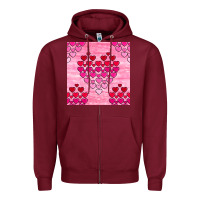 Burgundy valentines day hearts seamless pattern Zipper Hoodie - BundleAndBundleShop