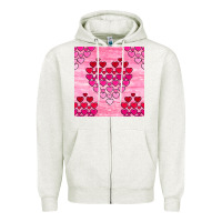 Oatmeal Heather valentines day hearts seamless pattern Zipper Hoodie - BundleAndBundleShop