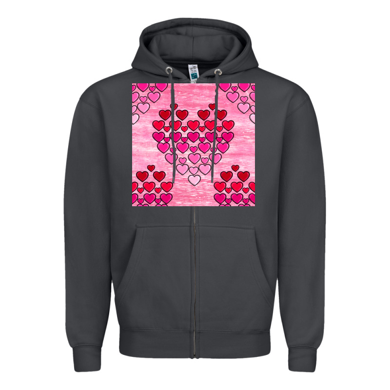 Valentines Day Hearts Seamless Pattern Zipper Hoodie by BundleAndBundleShop | Teevron