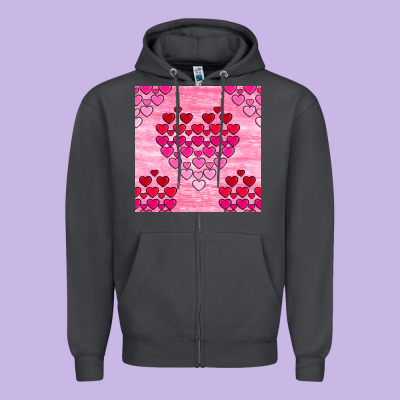 Valentines Day Hearts Seamless Pattern Zipper Hoodie Designed By Bundleandbundleshop